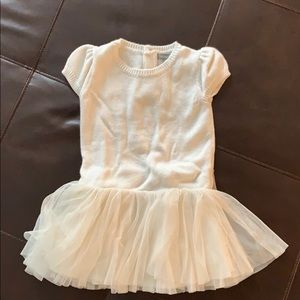 Ivory sweater dress with tulle skirt